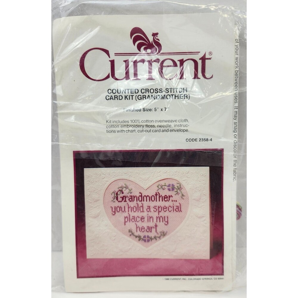 Current Counted Cross Stitch Card Kit #2358-4 Grandmother New Open Package